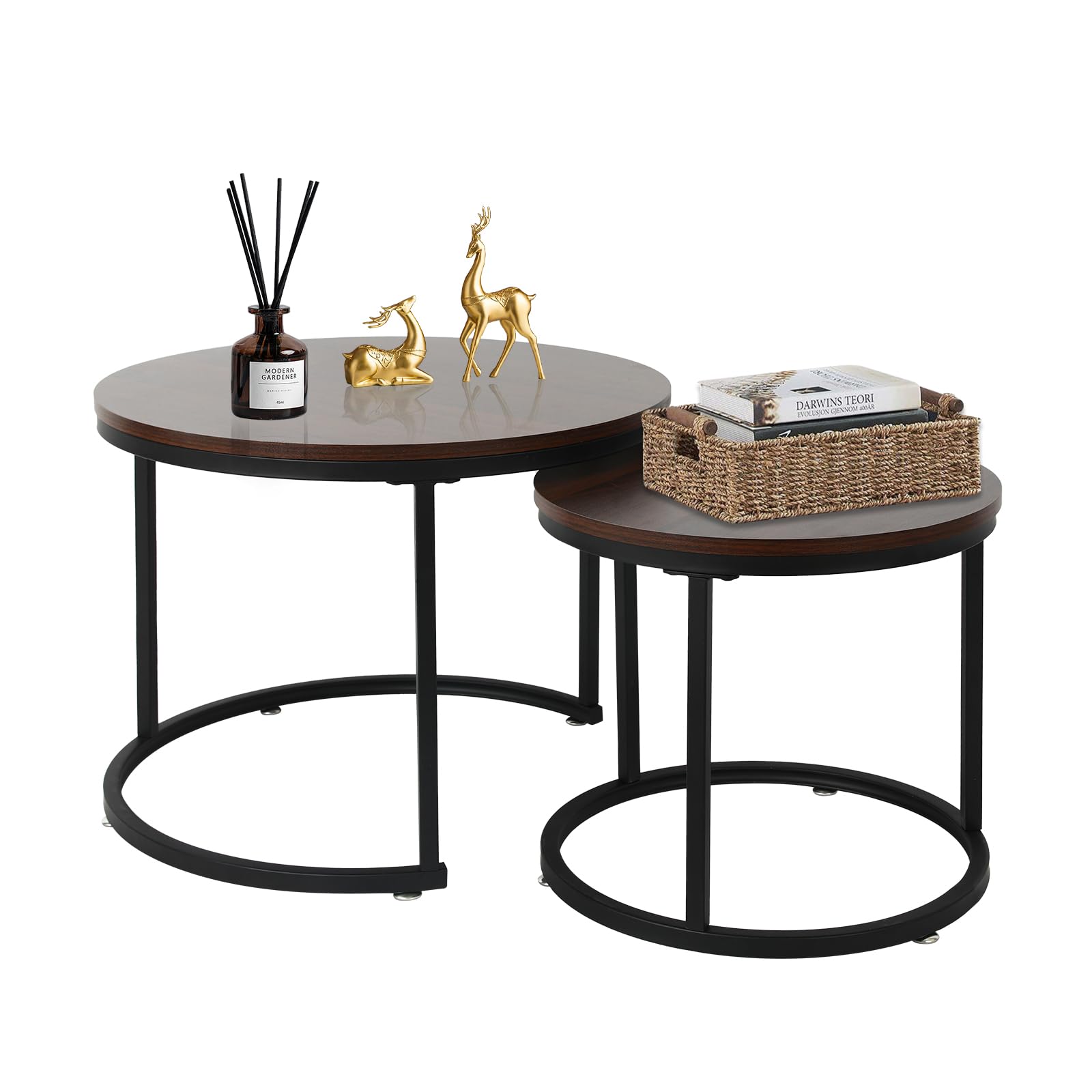 Snapklik.com : Babion Nesting Tables Set Of 2, Round Nesting Coffee Table, Small Nesting Tables
