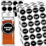 Gewürzetiketten Selbstklebend Rund 132stk, DZSEE ® Gewürzaufkleber, Etiketten Selbstklebend, Aufkleber Zum Beschriften- Wasserfest - Etiketten Aufkleber Küche für Gewürzgläser- 40x40mm