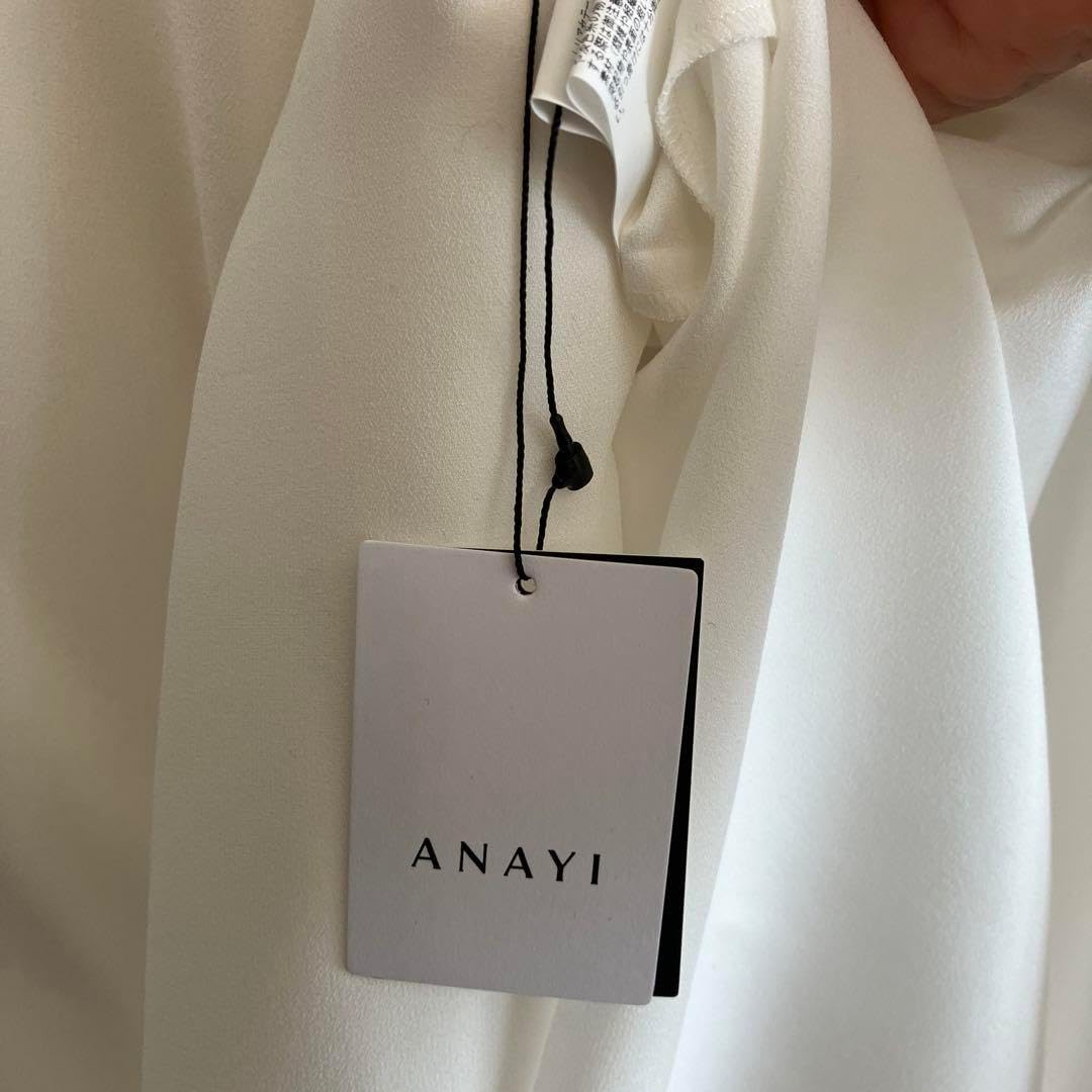 アナイ＊ジョーゼットシャーリング パフ ブラウス36 白