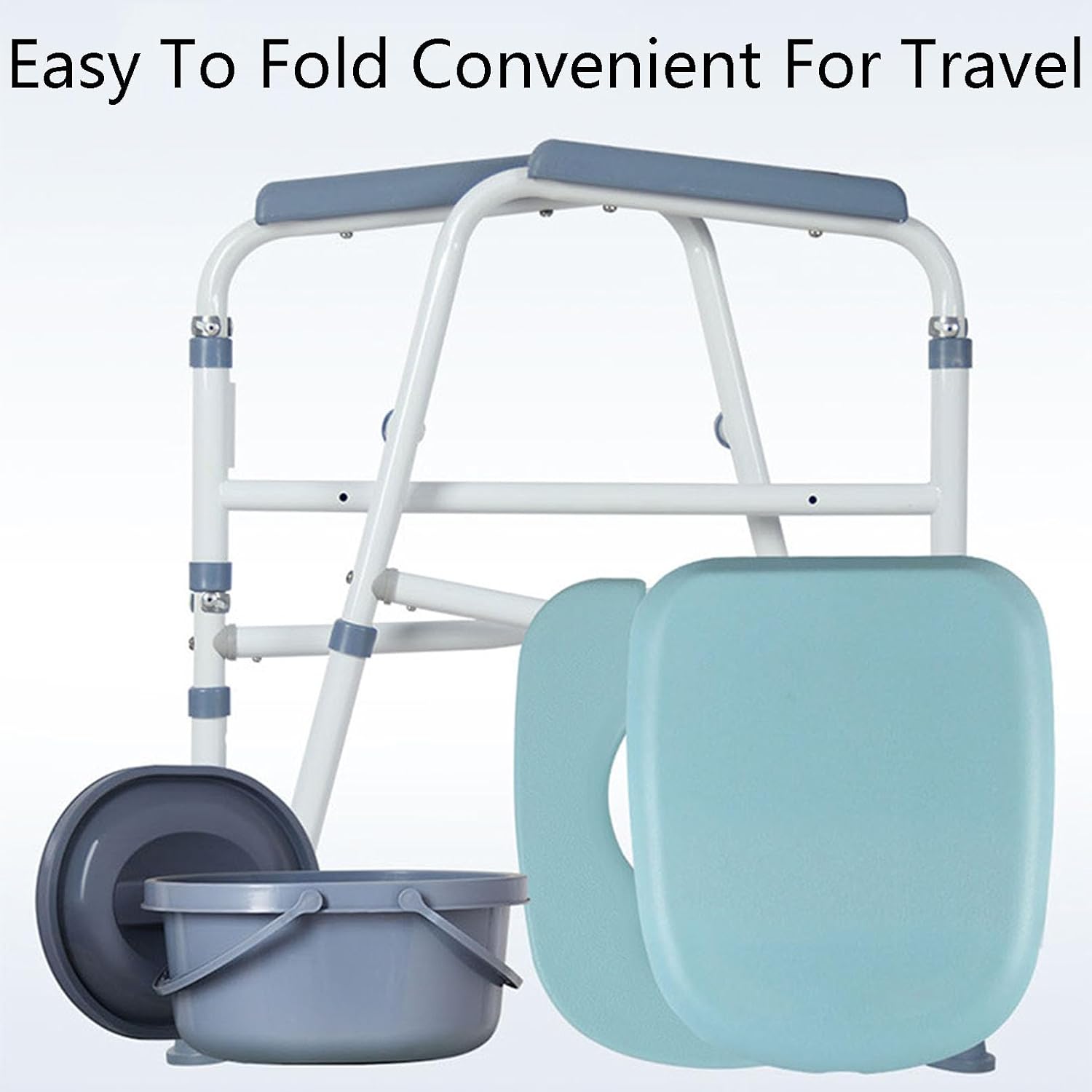 Folding Made of Iron Bedside Commode Chair, Portable Toilet, Supports Bariatric Individuals Weighing Up to 440 Lbs. Bedside Commodes for Seniors and Commode Chair,Green