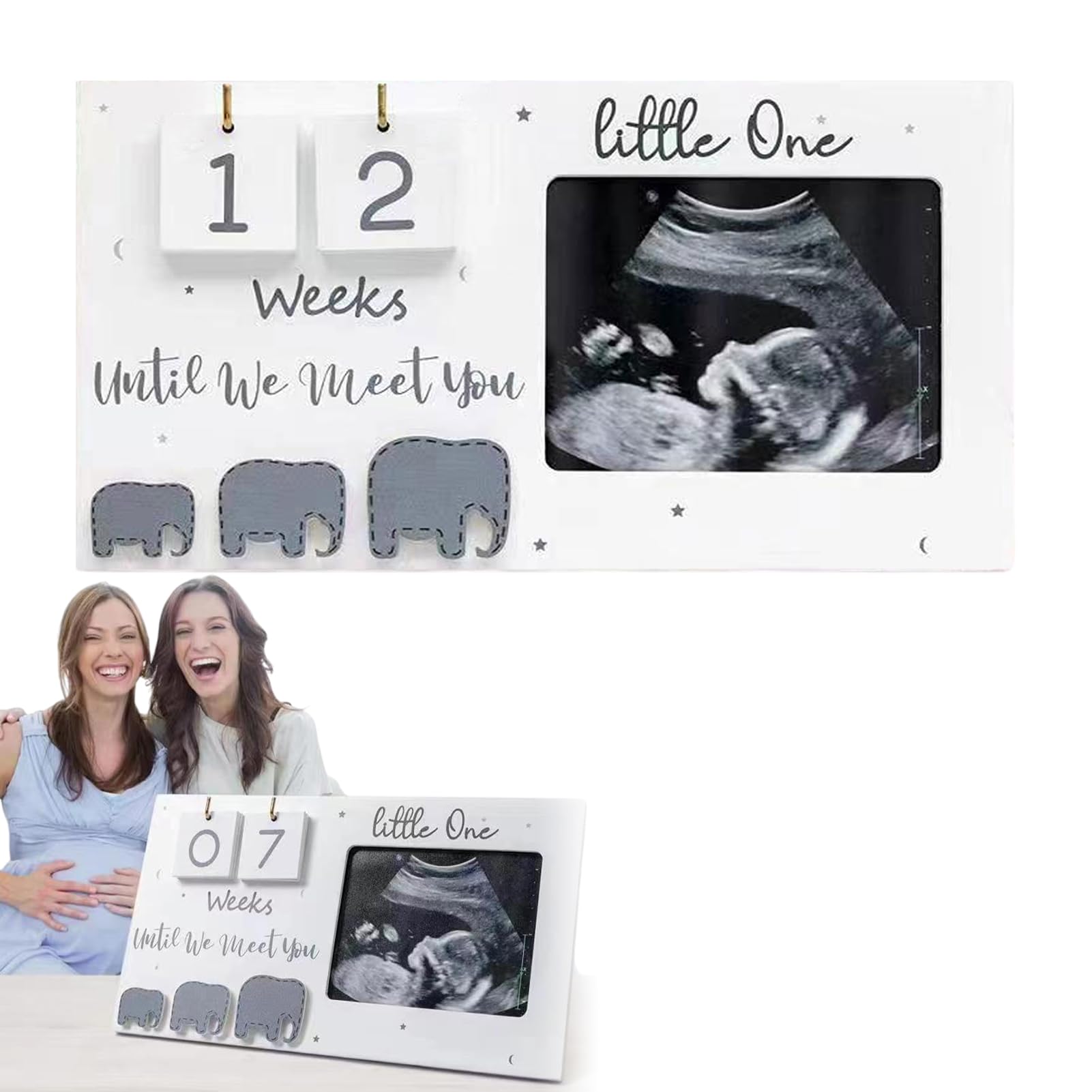 Baby Scan Photo Frames with Countdown Calendar and Changeable Mats, Baby Sonogram Picture Frame Countdown Weeks - Image 2