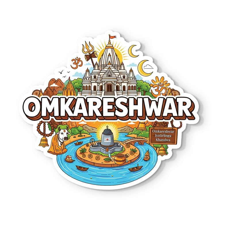 Image of Capio Art Omkareshwar Jyotirlinga Fridge Magnet | Omkareshwar Temple Souvenir, Hindu Religious, For Refrigerator, Locker, Whiteboard & Office Board, Decorative Spiritual Gift