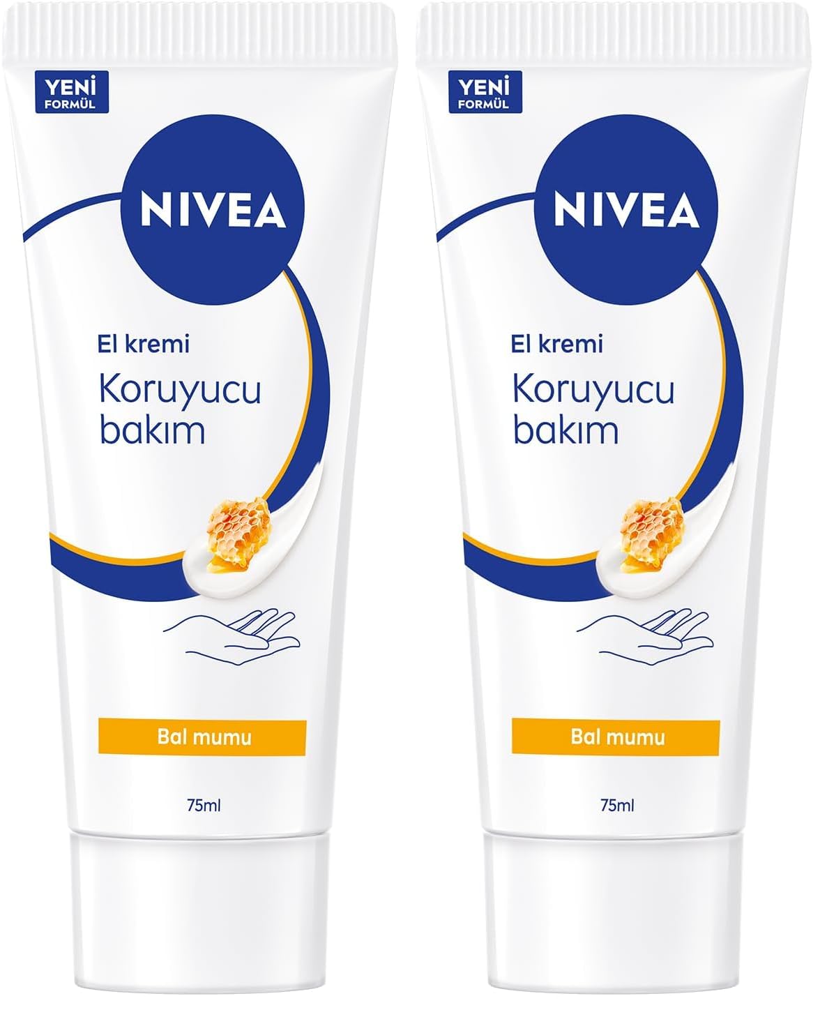 NIVEA El Kremi Koruyucu Bakım, 75 ml, Bal Mumu ve Gül Kokusu 2li paket