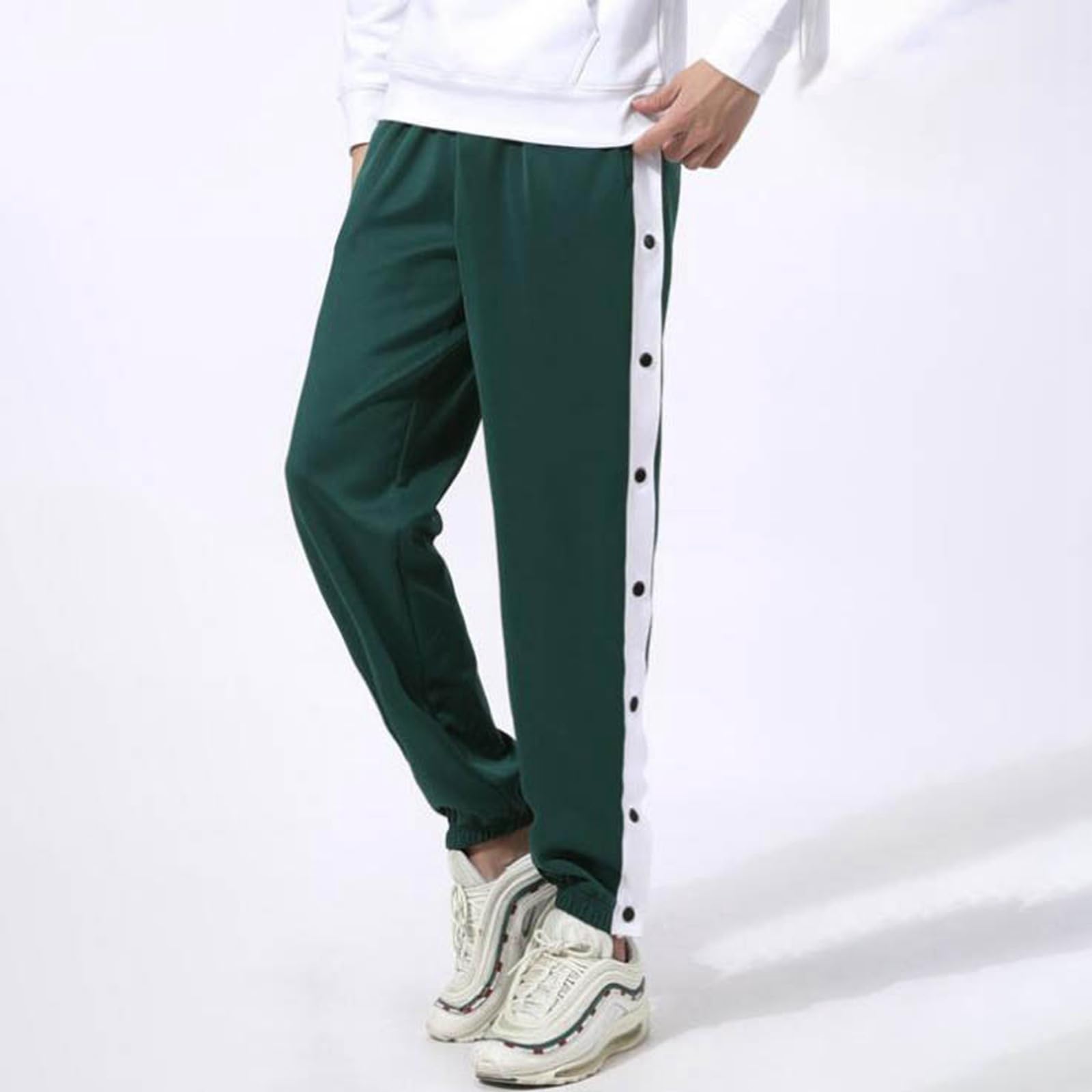 Generisch 2026 Pantalones de chándal de baloncesto con botones laterales holgados con puños elásticos