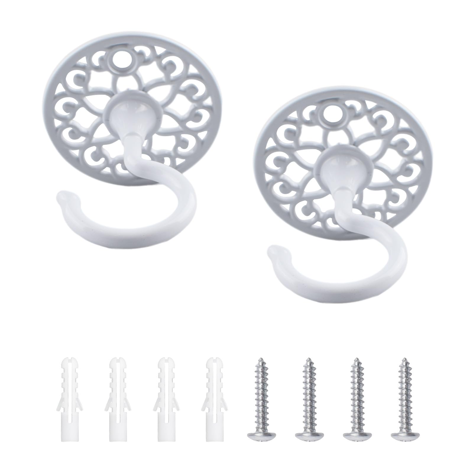 INCREWAY Ganci da soffitto per montaggio a parete, 2 pezzi, robusti ganci per lampadario, ganci antichi a vite, ganci da soffitto per appendere piante (bianco)
