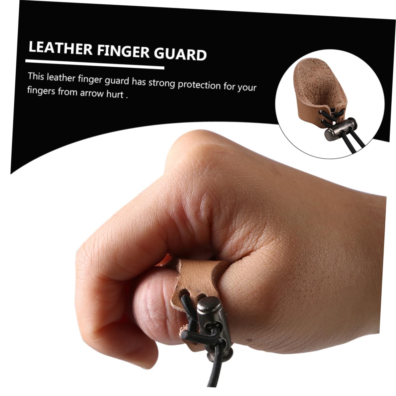 BESTonZON Archery Finger Guard Leather Protector for Recurve Bows Adjustable Finger Saver for Outdoor Shooting Accessory