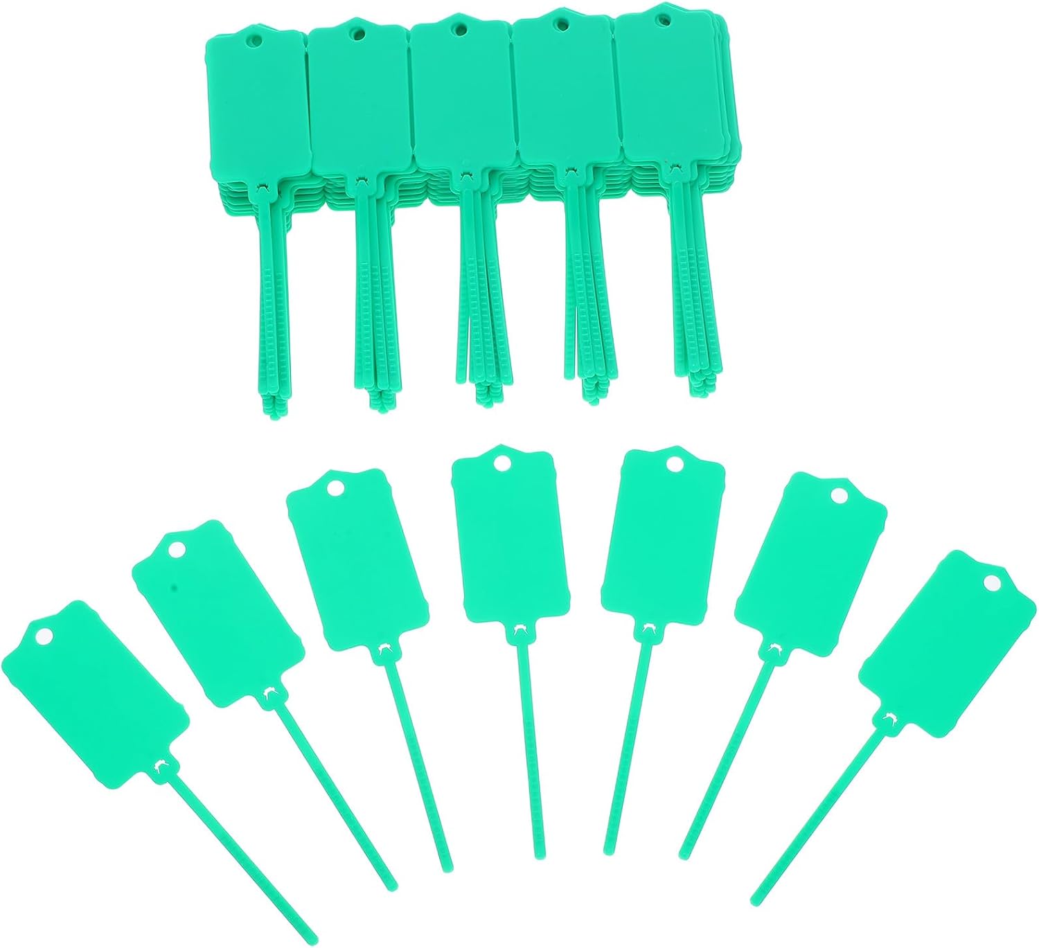 GANAZONO 100pcs Waterproof Plastic Shipping Tags Write-on Zip Tie Labels Large Green Blank Key Tags for Industrial Packaging and Logistics Use