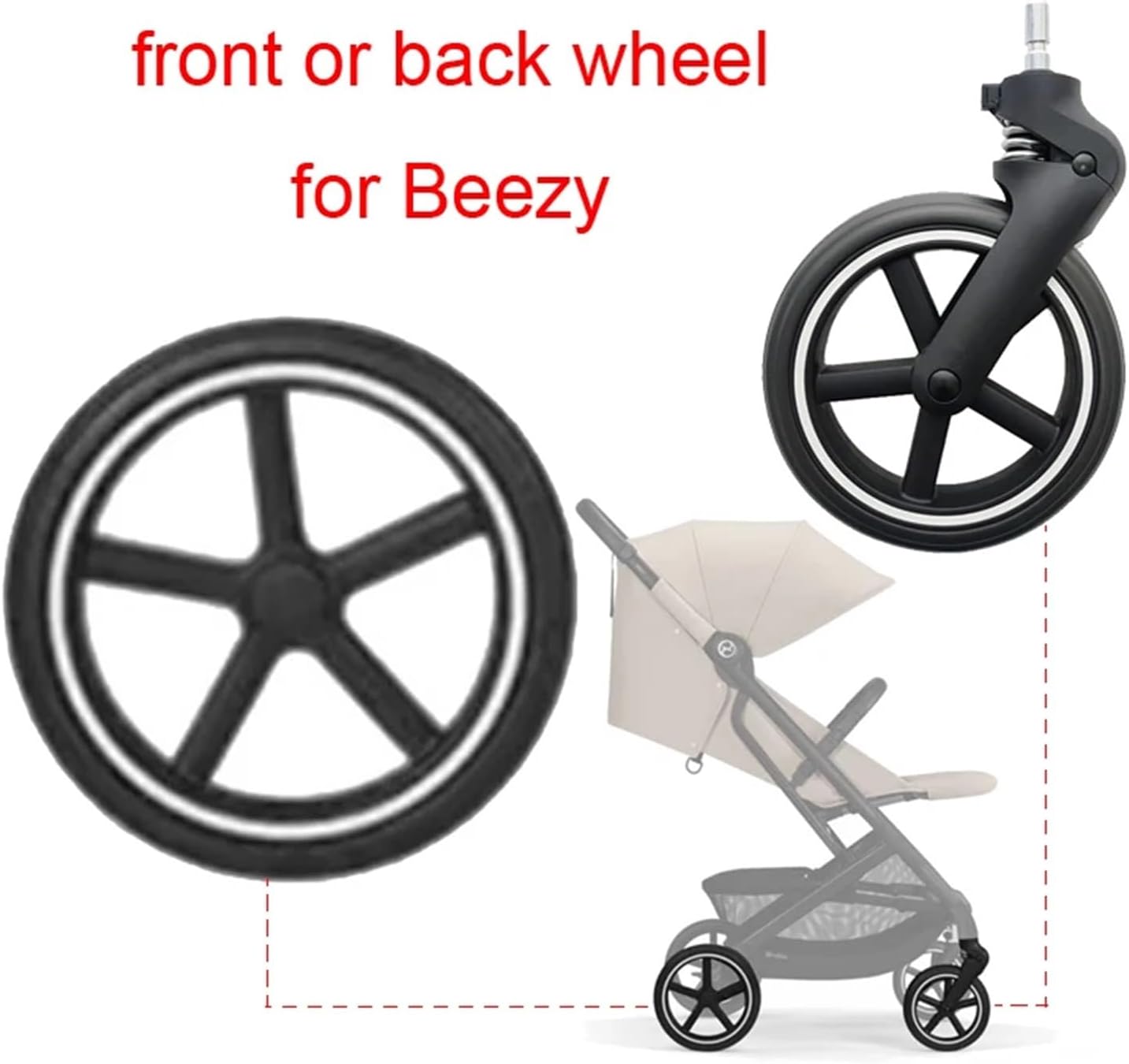 Stroller Wheel Replacement Stroller Wheel Compatible with Cybex After 2024 Version Each For Front Or Back One Direct Replacement(Back-Beezy)