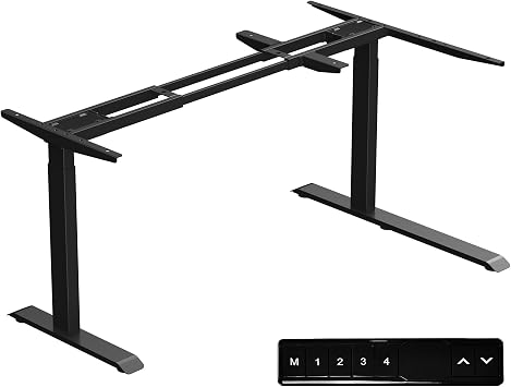 Fromann Standing Desk Frame Electric Height Adjustable Desk Legs Sit Stand Up Table Base Dual Motor L Shaped Corner with USB for Home and Office Black