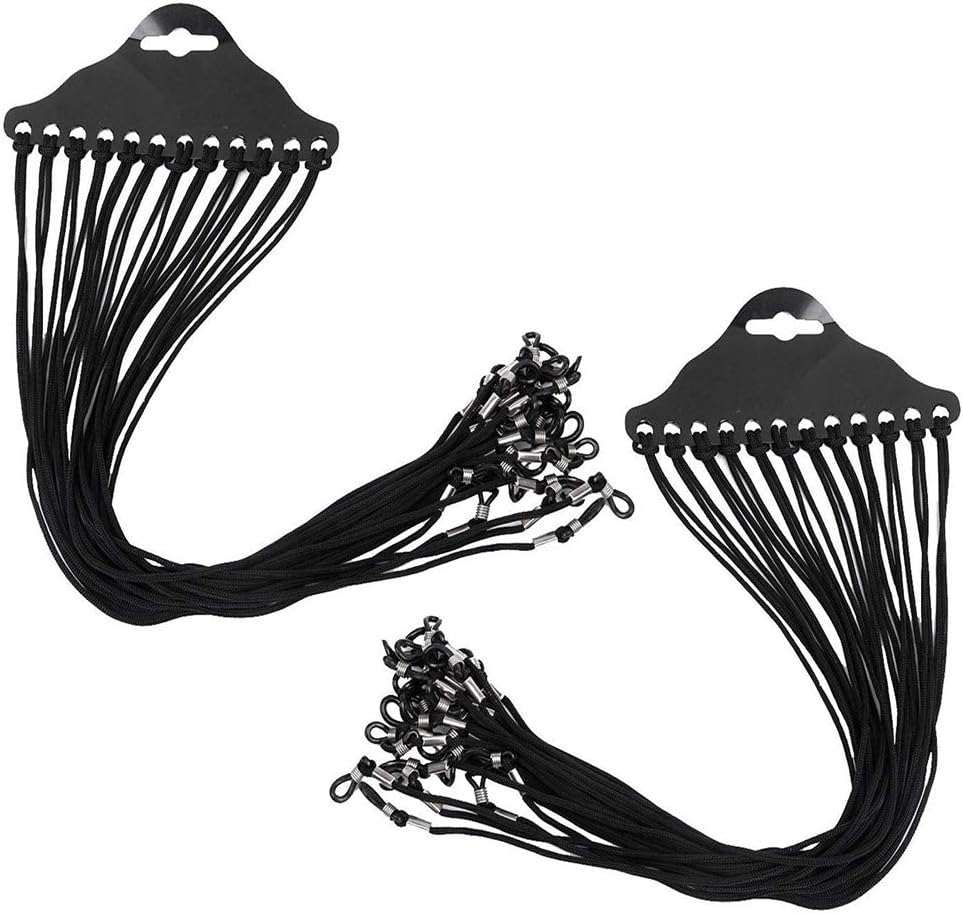 24 PCS Nylon Black Glasses Cord,Eyewear Chain Glasses Strap Spectacle Frame Holder Lanyard Sunglasses Eyewear Rope Neck String Black, Medium