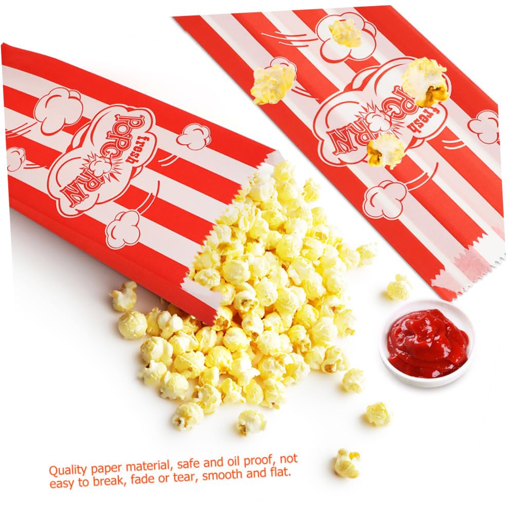 Popcorn Papiertüten 100 Stück 90x50x220mm Ölbeständig Mehrzweck Snack Taschen Für Filmabend Party Und Feiern Klassische Farbkombination Popcornbeutel Snackhalter