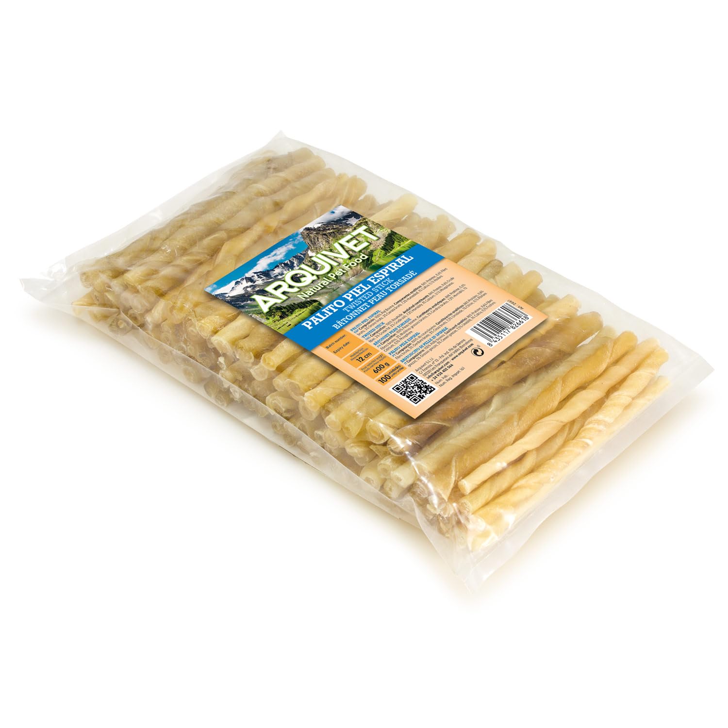 Arquivet - Twisted sticks 12 cm - 100 units - Natural snacks for dogs
