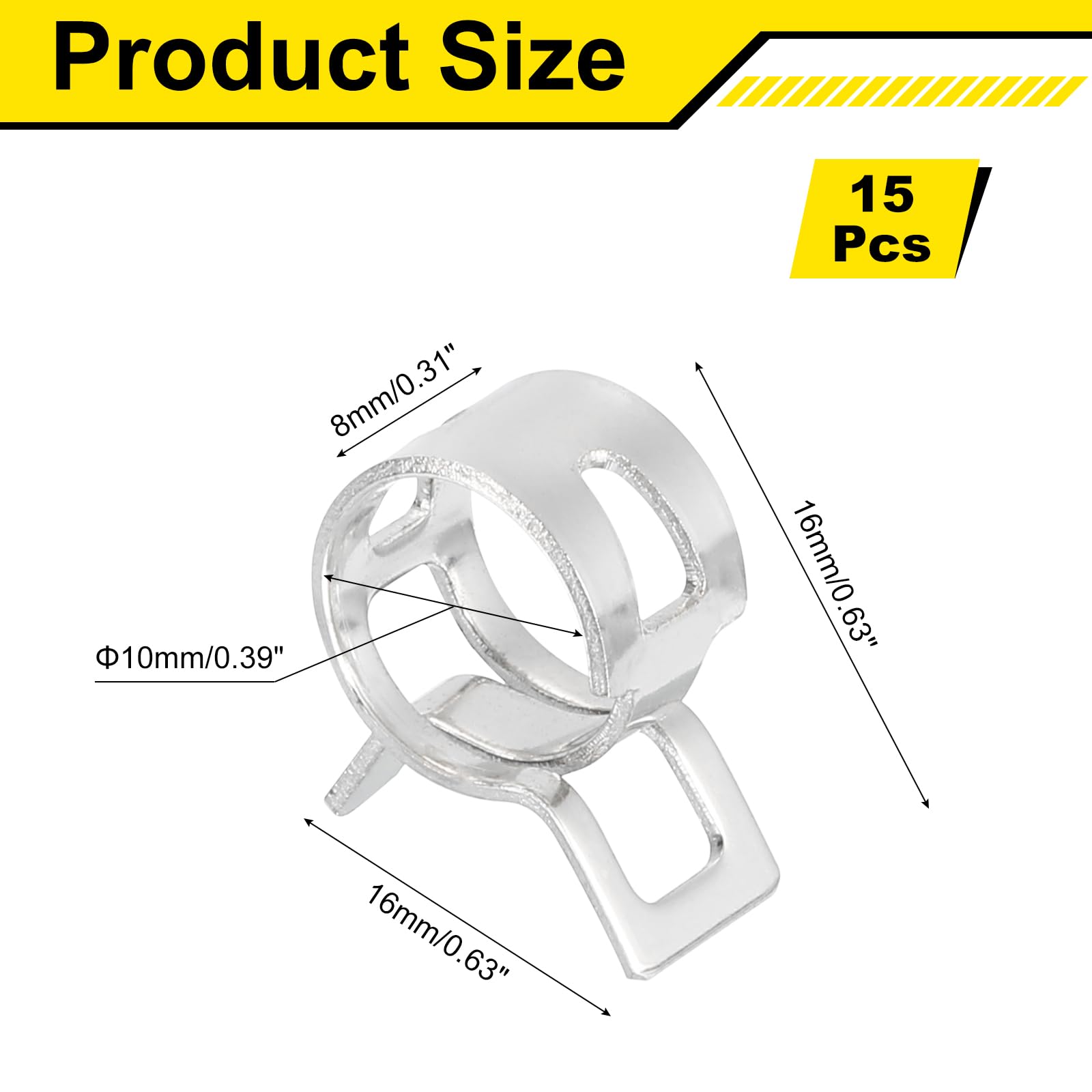 Sourcingmap 15Pcs Spring Band Type Action Fuel/Silicone Vacuum Hose Pipe Clamp - Image 2