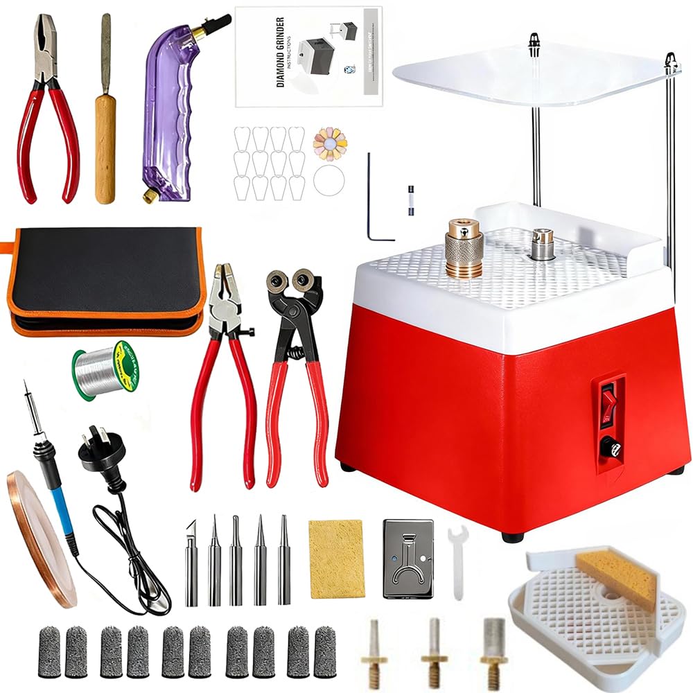 Smerigliatrice per Vetro Portatile,220V,con Funzione di Aspirazione,Protezione Trasparente,5 Testine Smerigliatrici Intercambiabili Accessori universali,design a doppio strato,per Vetro e Ceramica