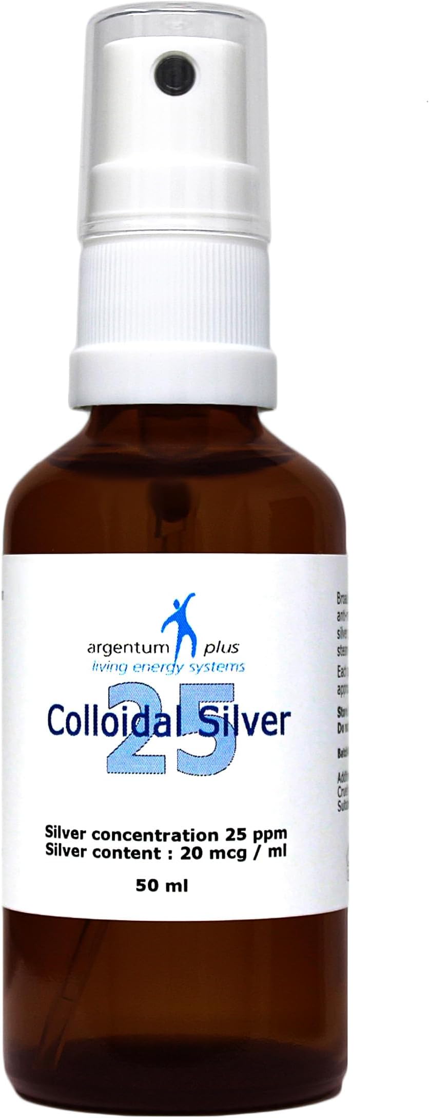 Colloidal Silver 25 ppm - 50 ml Spray in Amber Glass