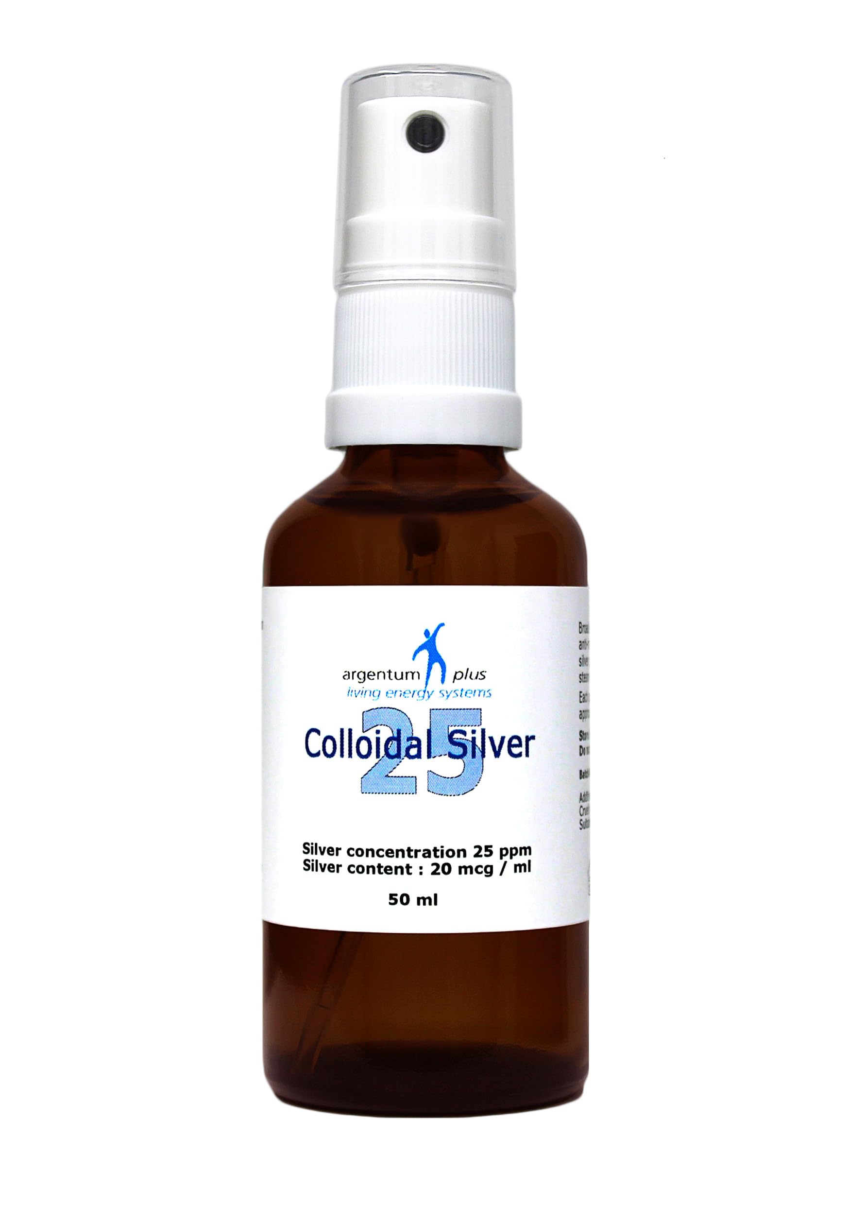 Colloidal Silver 25 ppm - 50 ml Spray in Amber Glass