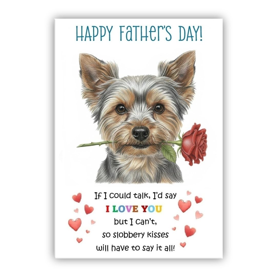 Father’s Day Card From the Dog. Adorable Fathers Day Pet Card. Many Breeds Available. (• Yorkshire Terrier grey – Yorkie – York Terrier)