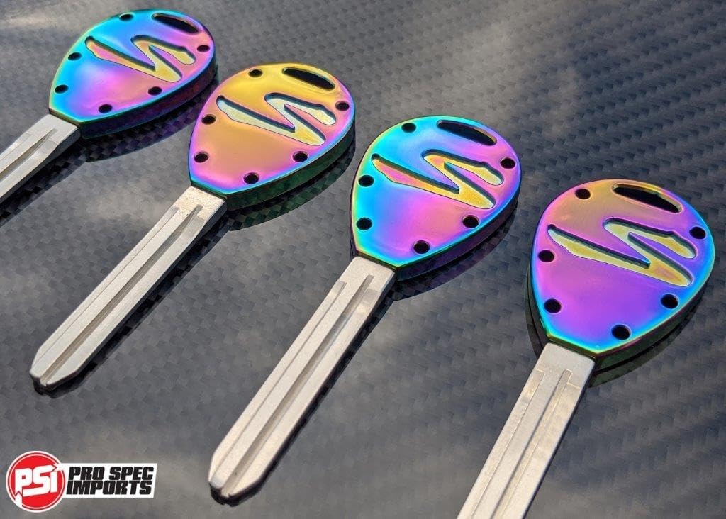 'Neo Chrome' Billet Titanium Key for Toyota A80 / MK4 Supra, spare key blank, keychain, oem