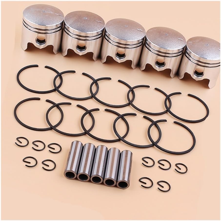 5Set 40mm Piston 10mm Pin Kit Fit for 43CC CG430 BC430 40-5 1E40F-5 Engine Brush Cutter