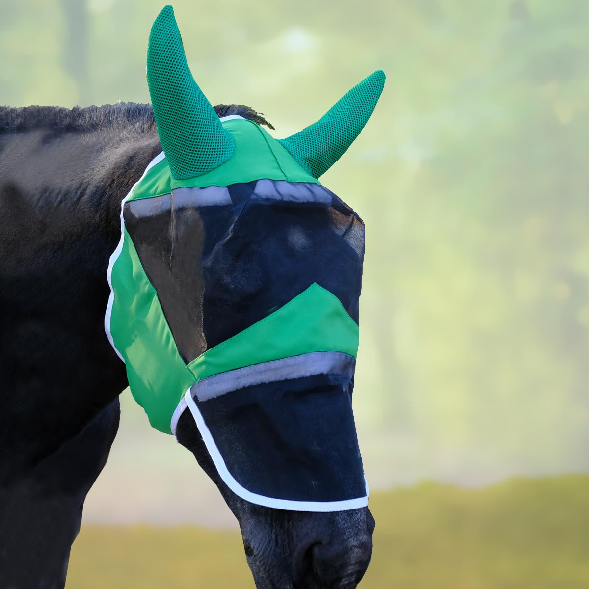 Fly Mask Horse Fly Mask With Ears & Nose Cover - UV Protection Breathable Mesh ...