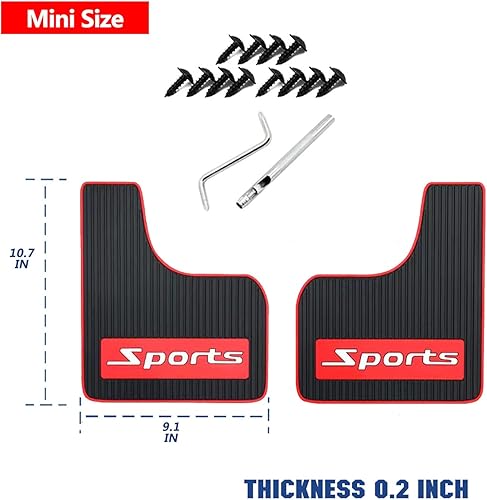 Miniatura 7 de Mini tamaño de goma suave coche universal aletas barro guardabarros para todo clima, se adapta a sedán, hatchbacks, accesorios exteriores negro +