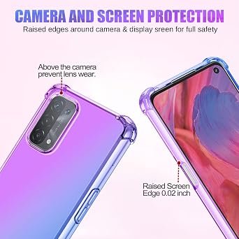 Case for Oppo A54 5G/Oppo A74 5G/Oppo A93 5G Case, CPH2195 OPG02 Cute Case Girls Women, Gradient Slim Anti Scratch Soft TPU Phone Cover Shockproof Protective Case for Oppo A54 5G (Purple/Blue)