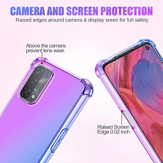 Case for Oppo A54 5G/Oppo A74 5G/Oppo A93 5G Case, CPH2195 OPG02 Cute Case Girls Women, Gradient Slim Anti Scratch Soft TPU Phone Cover Shockproof Protective Case for Oppo A54 5G (Purple/Blue)