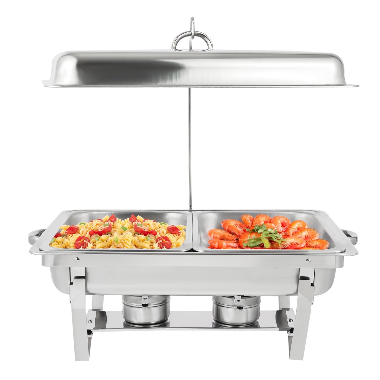 Chafing Dish - Set scaldavivande professionale in acciaio inox, 9 l, set di contenitori termici per buffet, per catering buffet e feste, con copertura