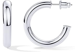 PAVOI 14K Gold Plated Chunky Silver Hoop Earrings for Women