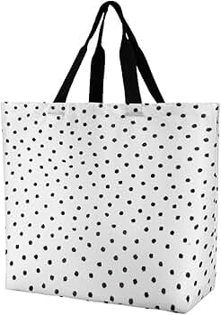 Amazon | [PochY] キャンバス トートバック 黒と白 水玉 ドット