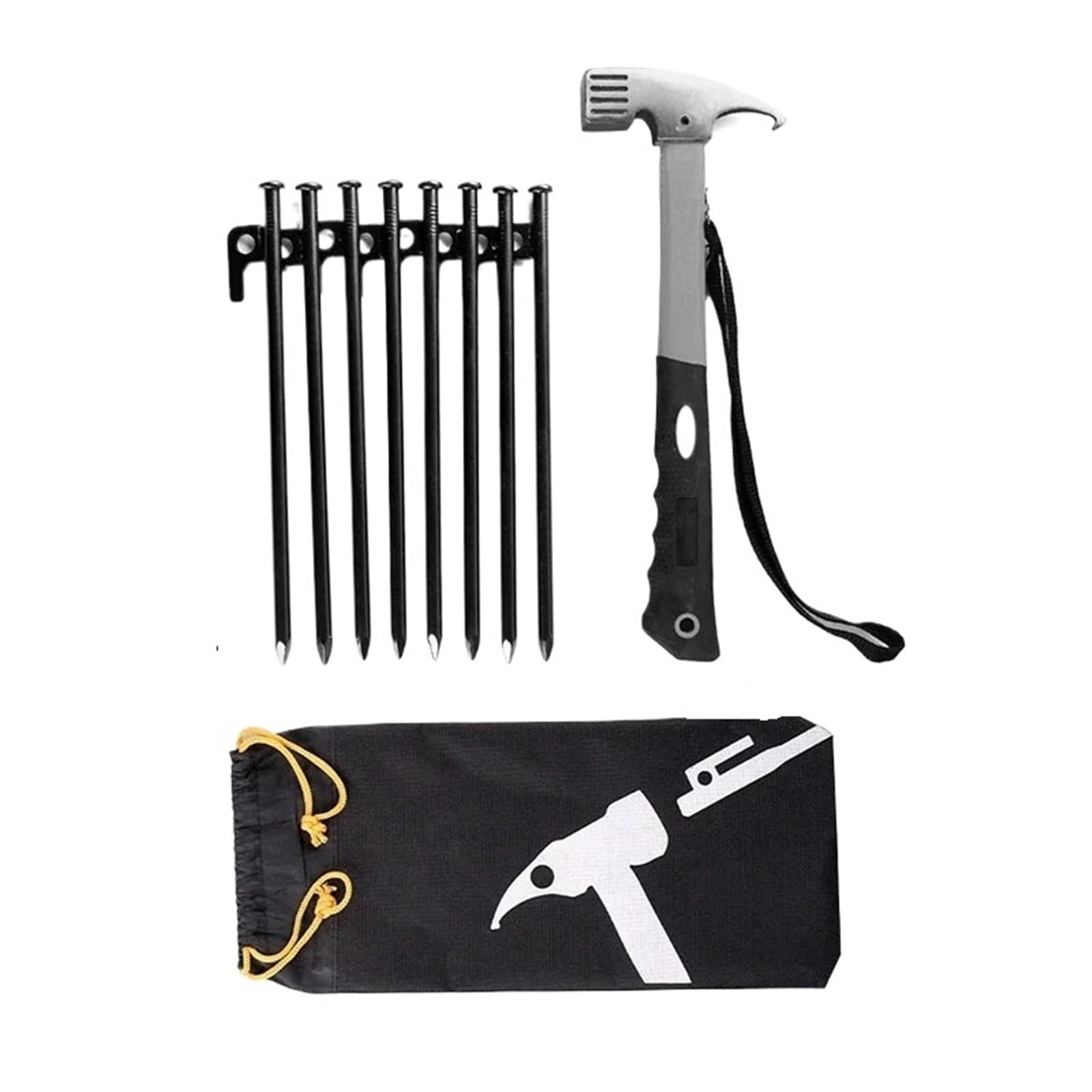 Camping et voyages : kit marteau et piquets de tente avec clous de sol 30cm pour le plein air