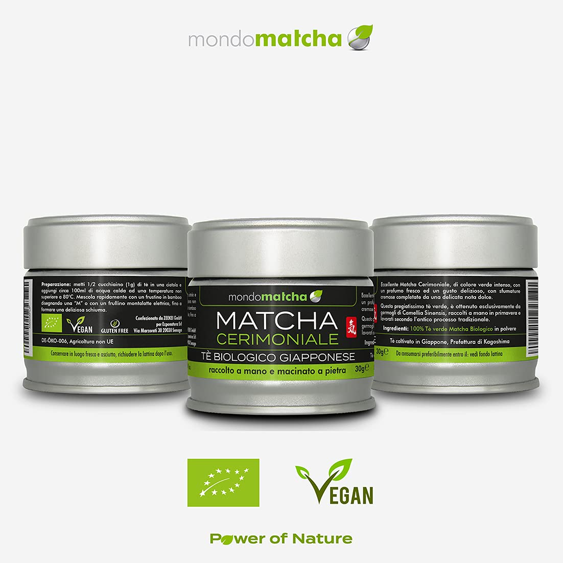 Mondomatcha Tè Verde Matcha Biologico Giapponese 30g - Grado Cerimoniale Premium, Macinato a Pietra - Polvere di Matcha Bio Originale dal Giappone
