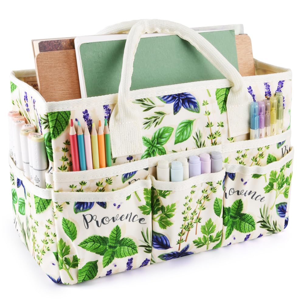 E-WEICHEN Organizador de manualidades, bolsa de almacenamiento de arte con múltiples bolsillos, contenedores de almacenamiento para arte, manualidades y suministros de oficina. Menta verde