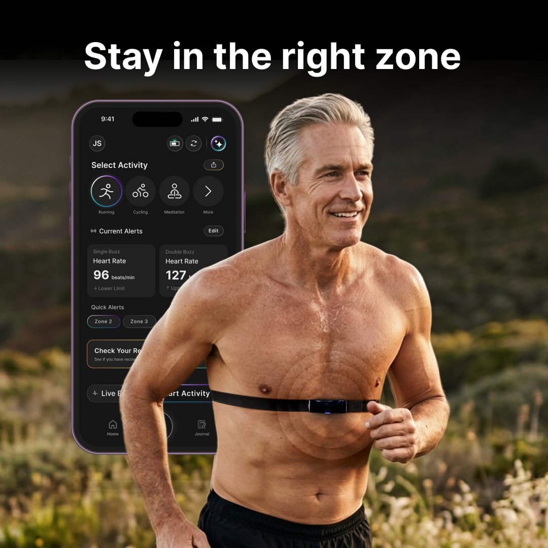 Frontier Zone - Fascia toracica con cardiofrequenzimetro, monitoraggio accurato delle risorse umane con allenamento ZONE2, informazioni sulla tensione e sulla respirazione, avvisi in tempo reale