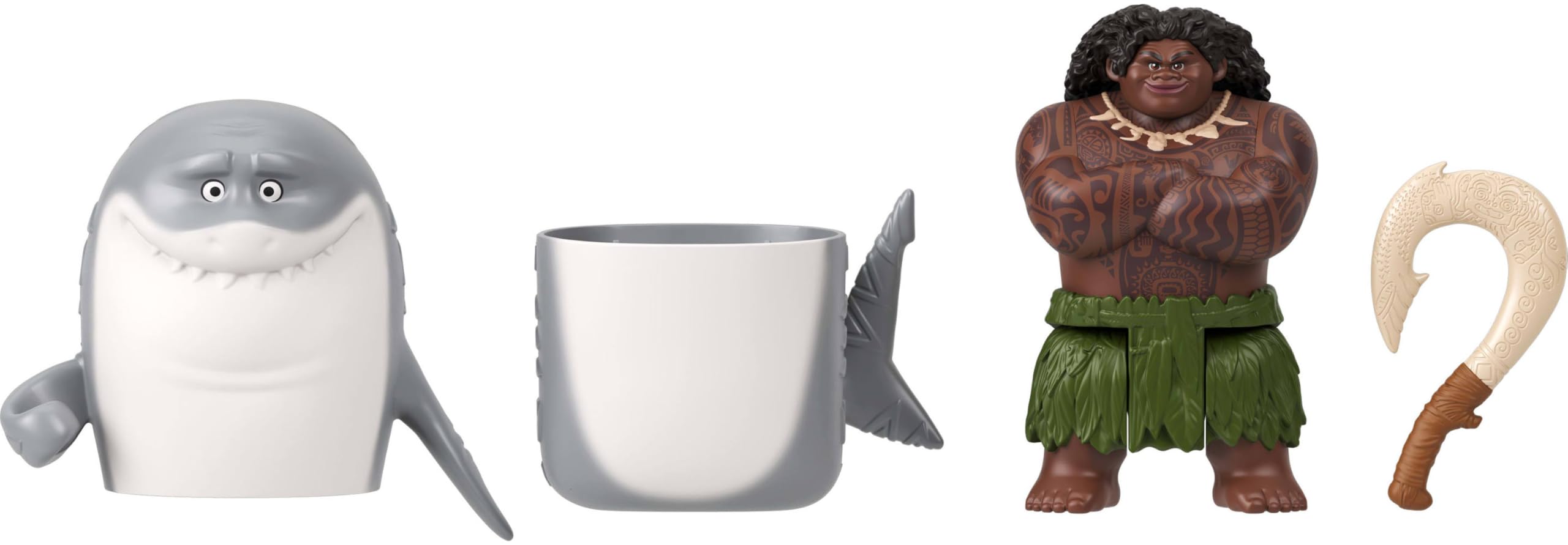 Mattel Disney Moana Toys Maui mała lalka ze strojem zmieniającego rekina i akcesorium na haczyk na ryby, zmieniający kształt inspirowany filmem