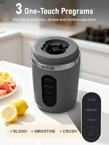 Miniatura 6 de RITUS VORTEX Pro - Licuadora portátil con recipiente extraíble para licuados, mezcla de hielo, 3 programas, sin BPA, anillo magnético inalámbrico de