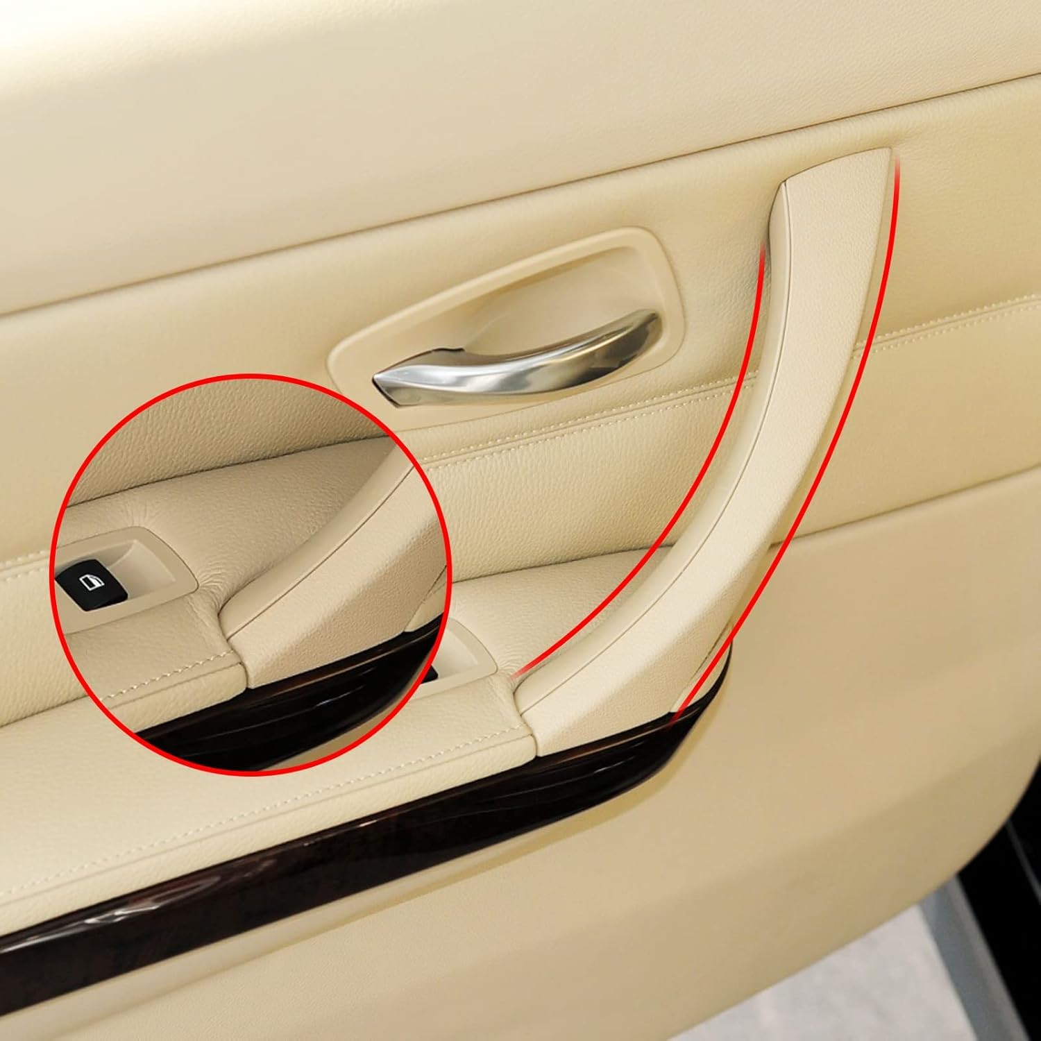 HEYOUTH 6 PCS Manija interior del automóvil,Cubierta de tirador,Manija de Puerta de Cocha Compatible para BMW 3 Series E90/E91/E92/E93 316i,320i,320d,323i,325i,328i,335i,335i (2004-2011)- (beige)