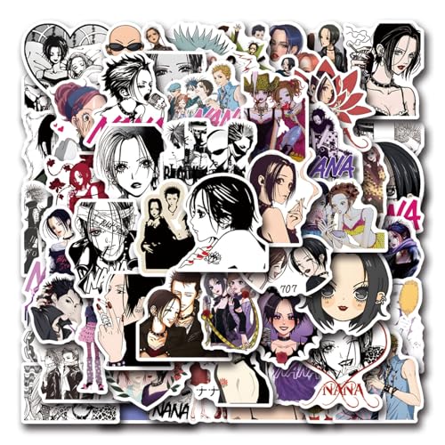 Nana Anime Stickers Pack 55PCS Manga Character Sticker for Water Bottle Laptop Skateboard Guitar Waterproof Vinyl Cool Decals for Teens Adults Party Supplies Techers Reward