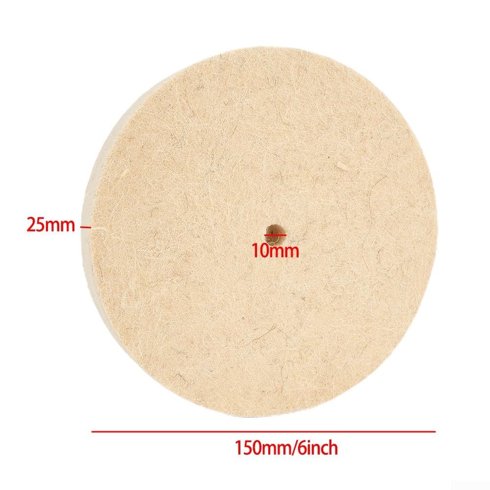 150mm Feltro di Lana Lucidatura Ruota Pad Disco per Strumento Rotante, 6 Pollice Buffer Adatto per Acciaio Inox, Rame, Alluminio, Vetro