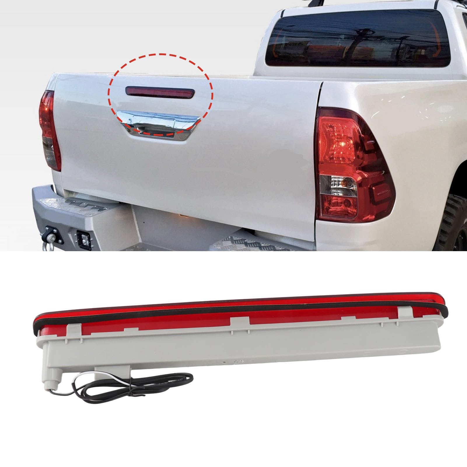 Hilux, Fanale Posteriore di Alto Livello 3rd Lampada Freno Luce Rossa Brillante 81570-0K100 Sostituzione per Hilux Revo 2015-2017 Lente Rossa (Rosso)