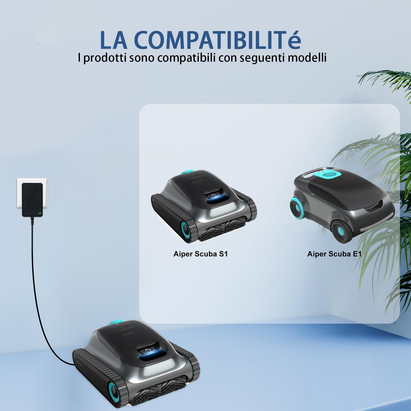 16.8V Rechargeur adapté pour Aiper Scuba S1 Robot de Piscine Compatible avec Aiper Scuba S1 E1 14.4V Batterie Li-Ione Batterie sans Fil Aspirateur de Piscine Adaptateur