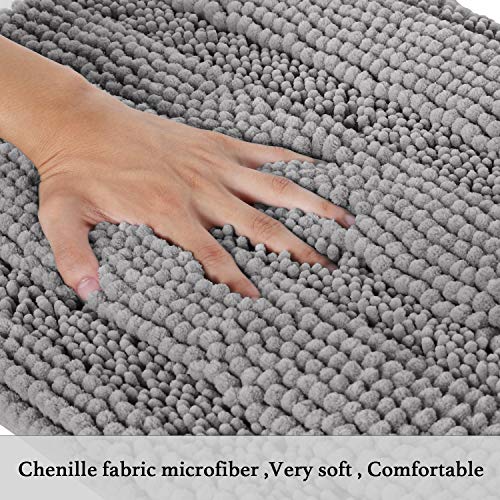 Flamingo P Bath Rug Ultra Thick And Soft Texture Bath Mat Chenille Plush Striped Floor Mats Hand Tufted Bath Rug With Non-Slip Backing Door Mat For Kitchen (Dove - 59" X 20") #TOP3