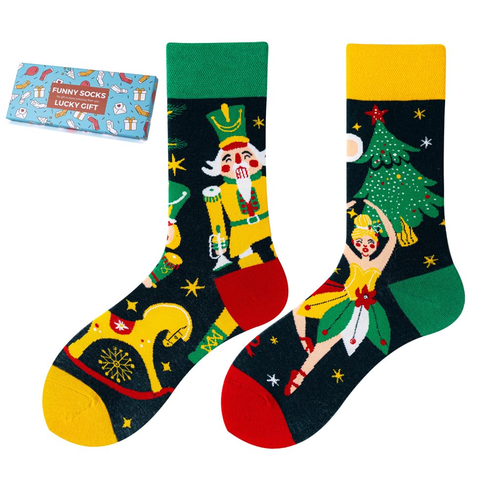 Calcetines Divertidos Unisex para Mujer y Hombre con Diseños Asimétricos en Par - Temas Animales, Comida, Fruta, Deporte y Arte en Algodón - Ideal para Regalos — view 41