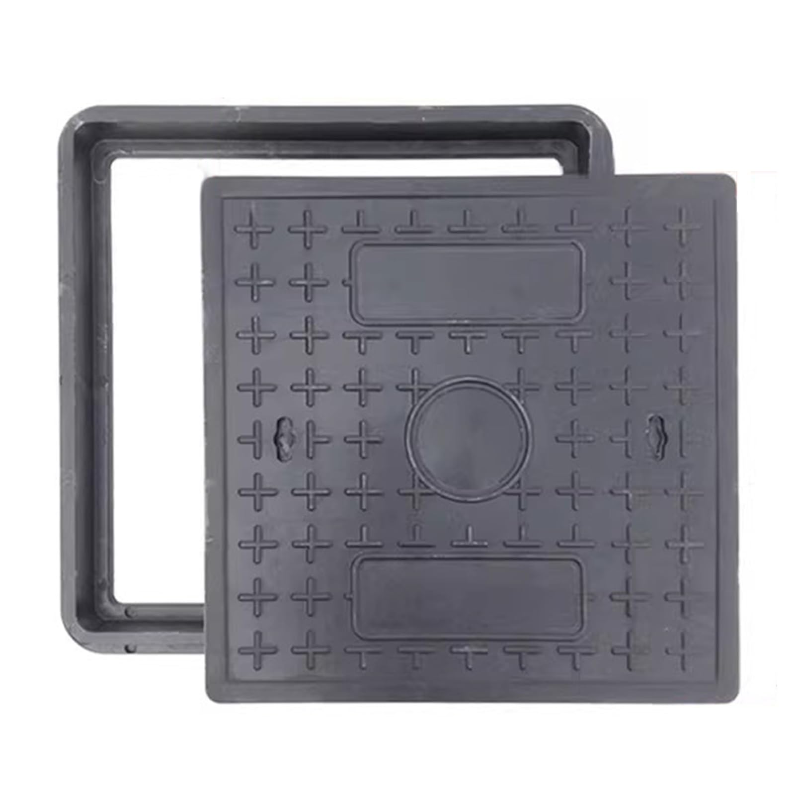 Couvercle de regard carré en résine 30x30 cm avec cadre renforcé en acier