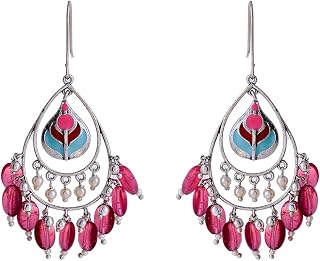 VOYLLA Bagh E Fiza Coloured Beads brass Silver Earrings for Women Price In India