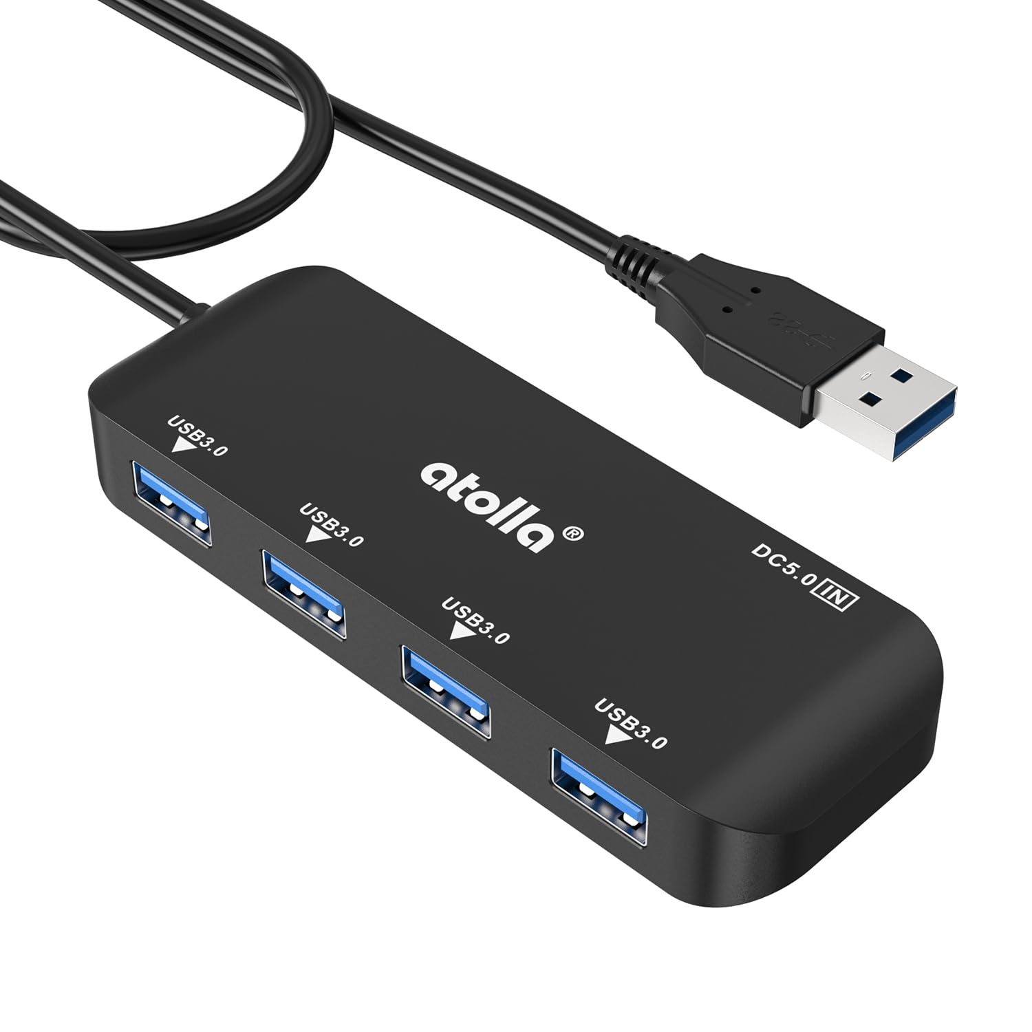 USB Hub 4-Port USB 3 0 Hub with 2ft Cable Ultra-Slim Data Expander - Compatible with Windows Mac