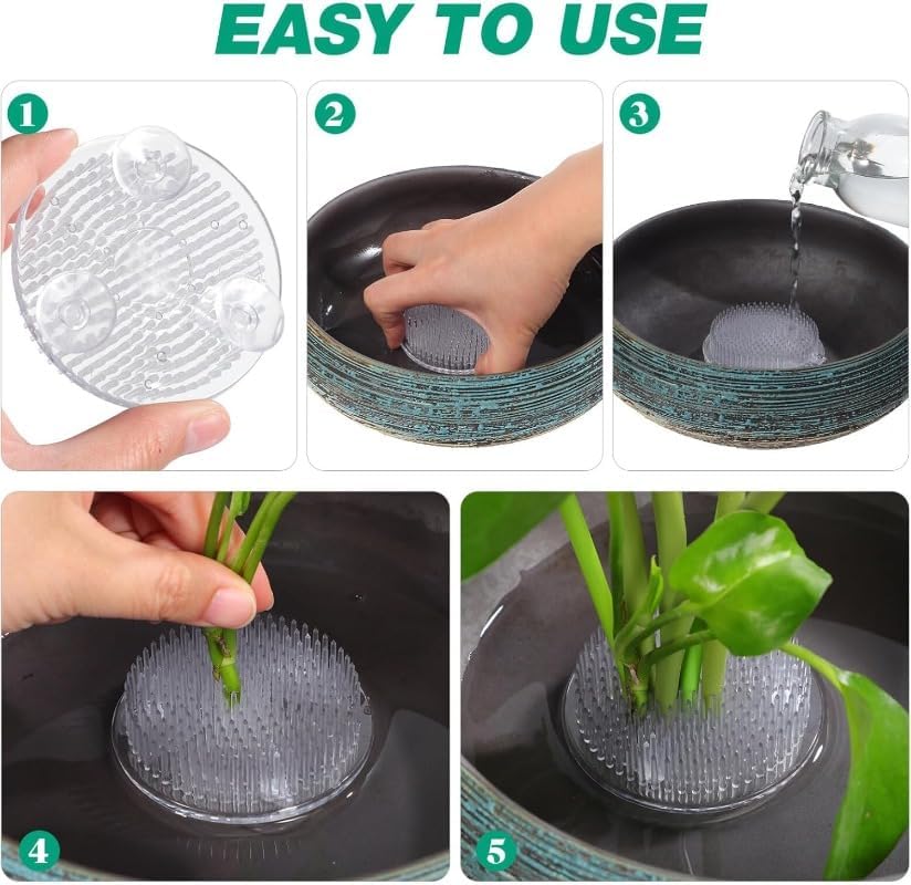 Flower Frogs 10pcs Round Ikebana Stem Holder Suction Cup Transparent Flower Arrangement Base Flower Fixing Bracket Vases Floral Fixed Base Holder(10PCS)