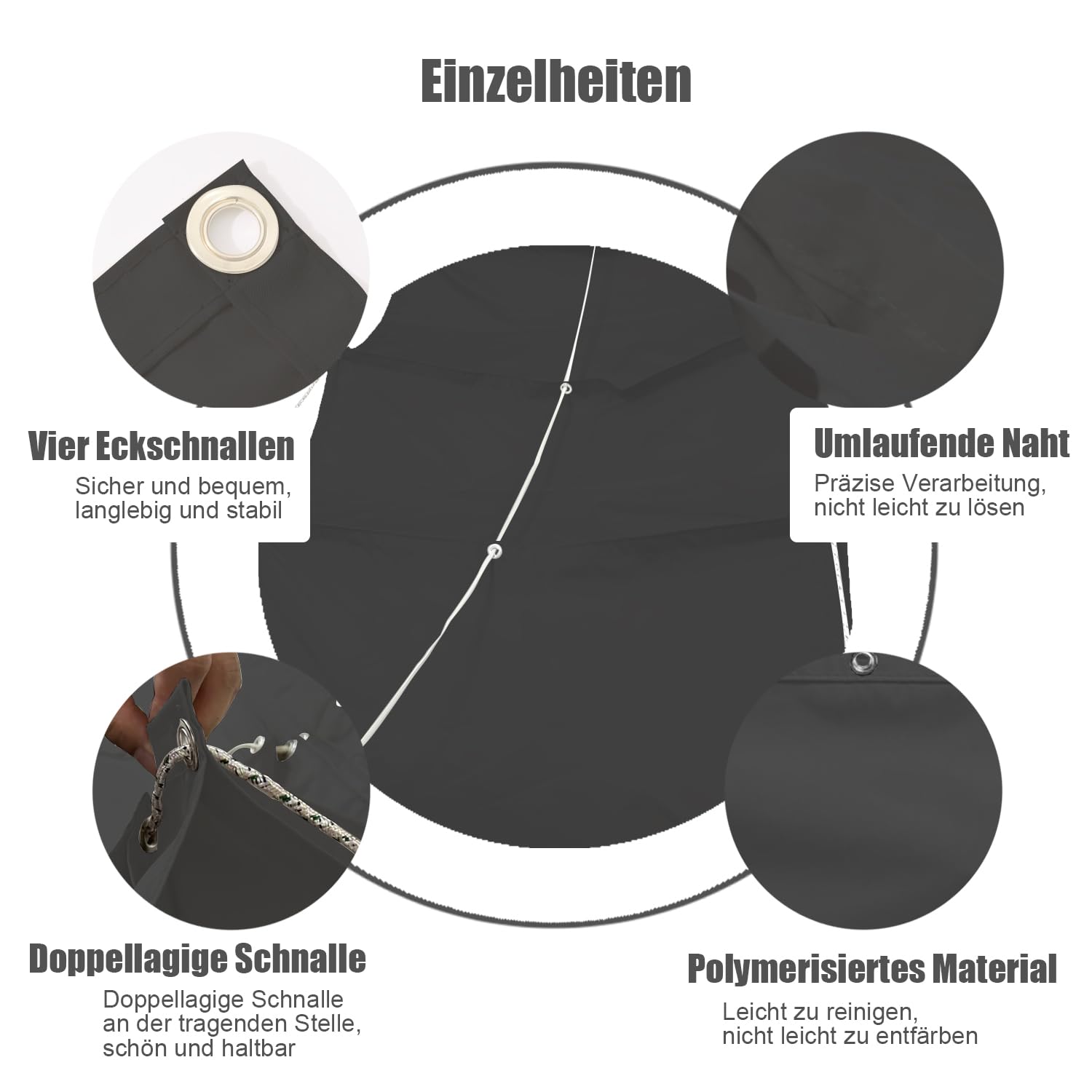 Einziehbare Welle Sonnensegel,Wellenmarkise Verstellbar Schutz vor UV-Strahlungen,Sonnenschutz,Wasserdicht,Garten,3.5x4.5M,Dunkelgrau