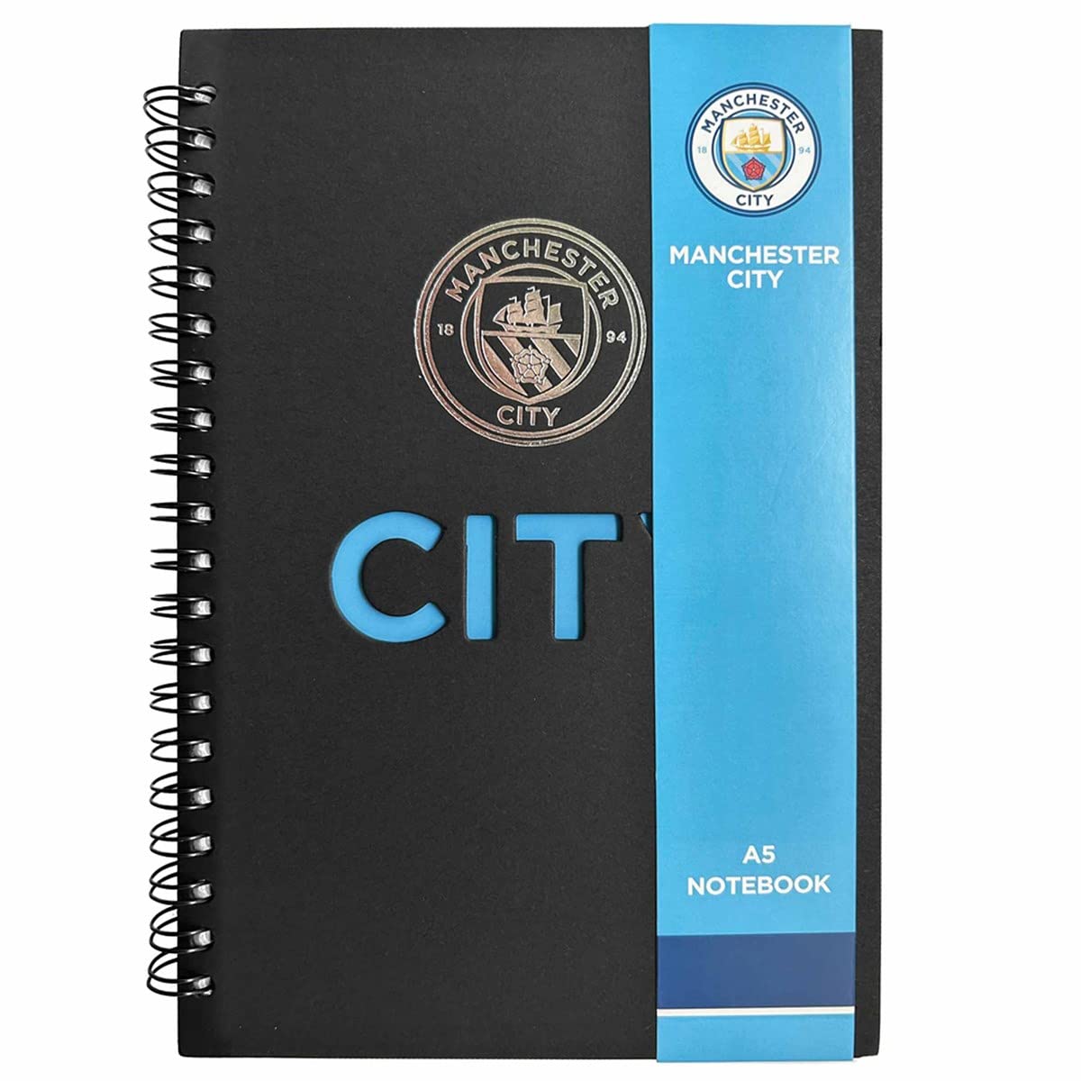MANCHESTER CITY FC A5 Spiral Notebook, Notebooks, Lined Pages, Sports, Gift