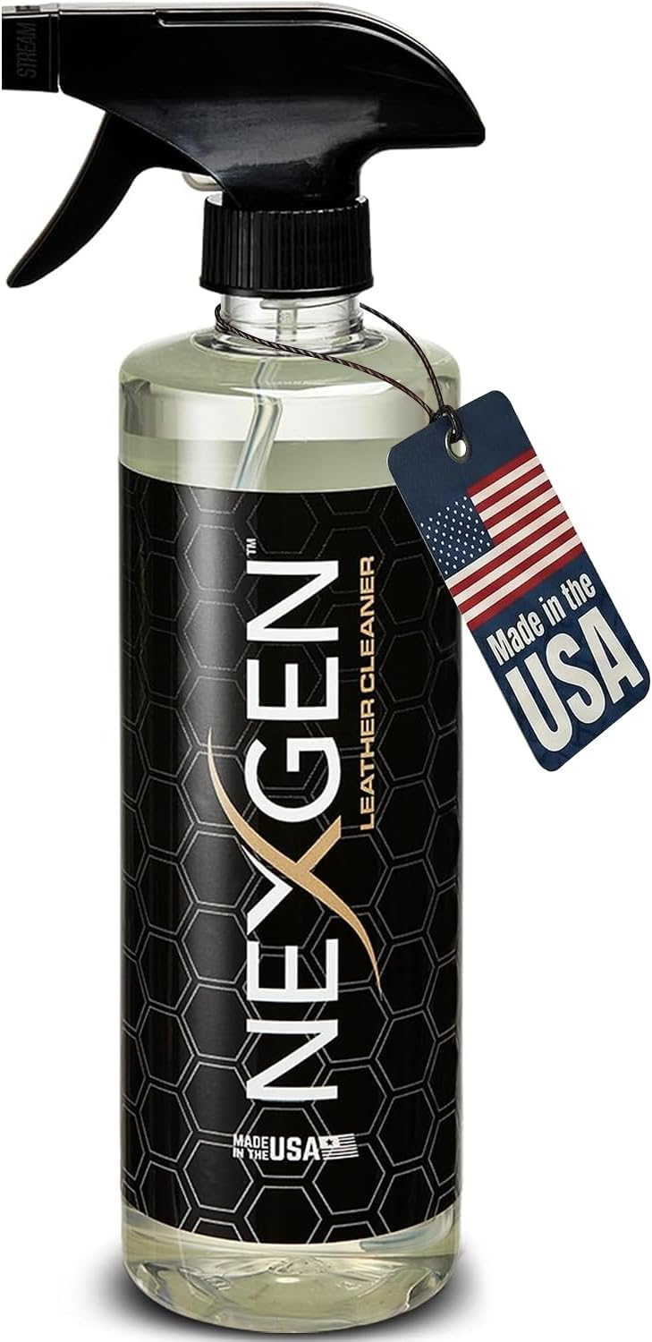 Nexgen Car Leather Cleaner - Quick Spray Car Interior Cleaner and Leather Restorer - Gentle Liquid Formula, Multi-Purpose Cleaner for Cars, Couch, Boots, Purses, and More (16 Oz)